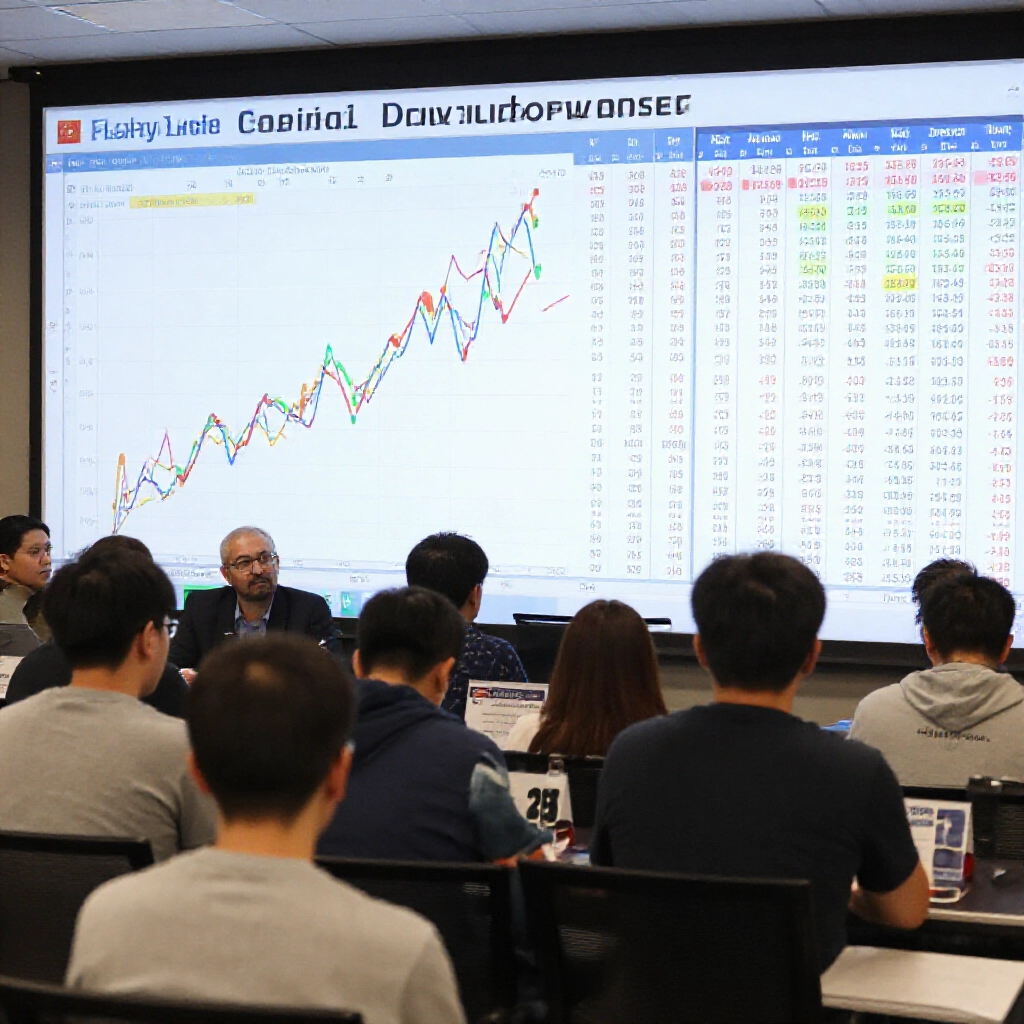 Group of focused players analyzing California Michigan Florida daily lottery results on large trend graphs comparing hot cold numbers under bright screen illumination collaborative atmosphere