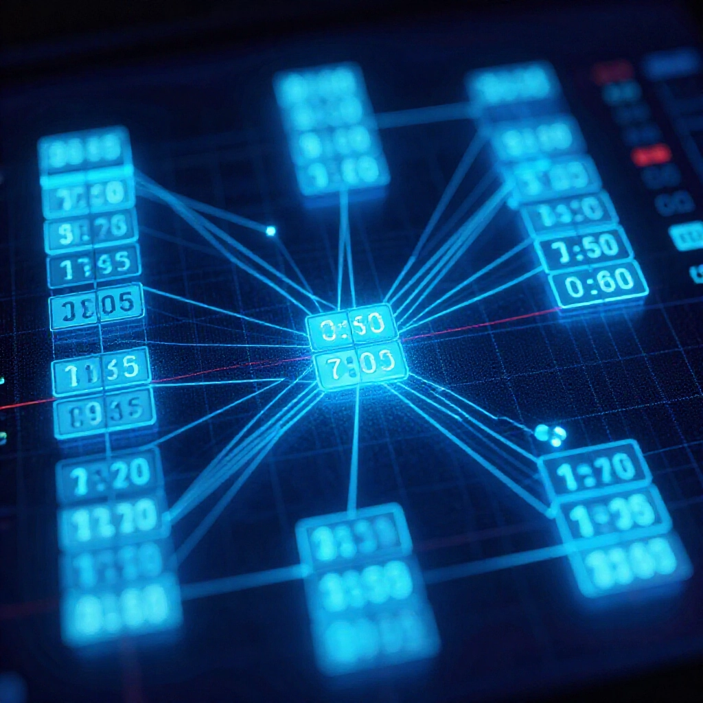lottery numbers glowing pairs connected by lines on statistical graph dark background vibrant blue neon lights data visualization atmosphere