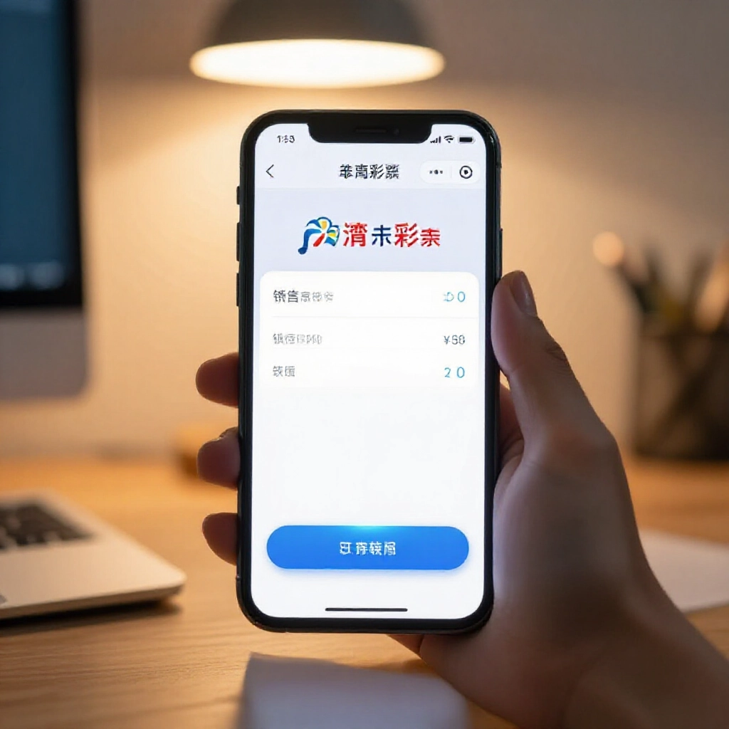 A smartphone displaying Taiwan sports lottery app login screen with virtual account balance and bank transfer button glowing softly in a cozy home office under warm desk lamp light