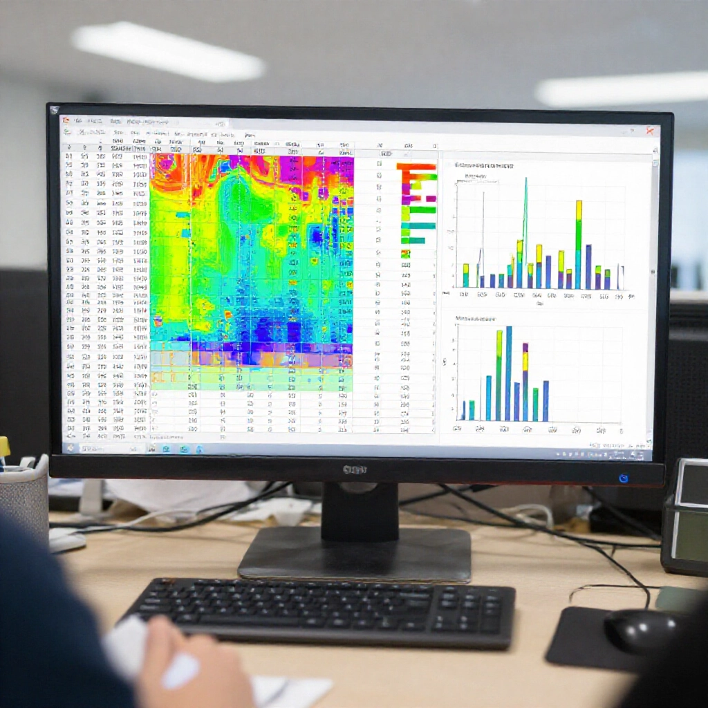 Frequency analysis table for recent one hundred lottery draws second zone featuring colorful heat maps and bar charts indicating popular numbers in professional office setting