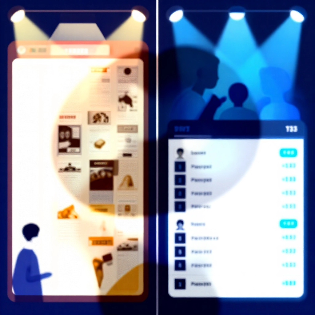 左側混亂 PTT SportLottery 討論板充滿匿名貼文,右側乾淨 PlaySport 儀表板顯示排行榜與勝率,用戶在聚光燈下專注比較