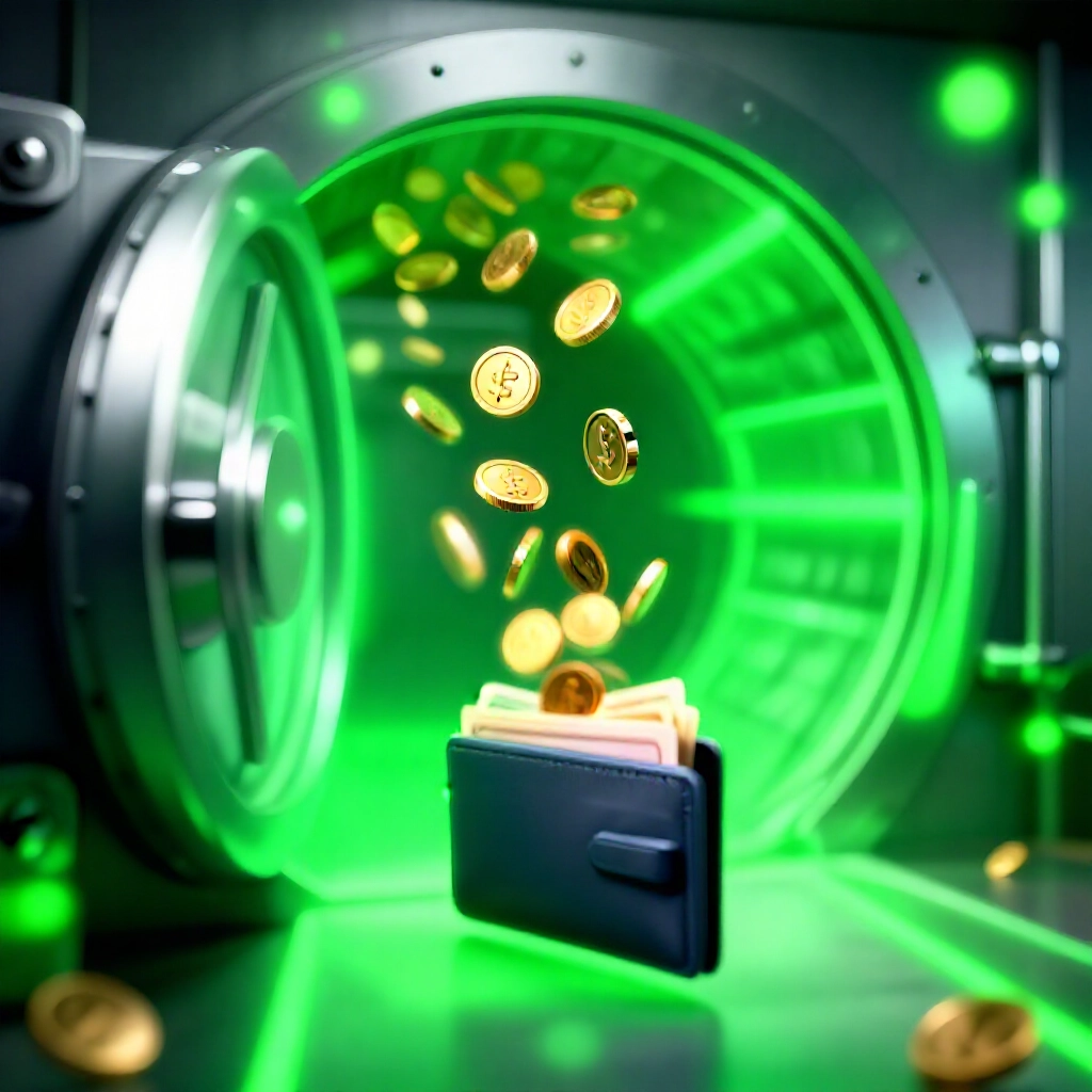 快速數位資金轉移動畫:金幣從娛樂城金庫經加密通道飛速流向安全錢包,明亮綠光成功氛圍