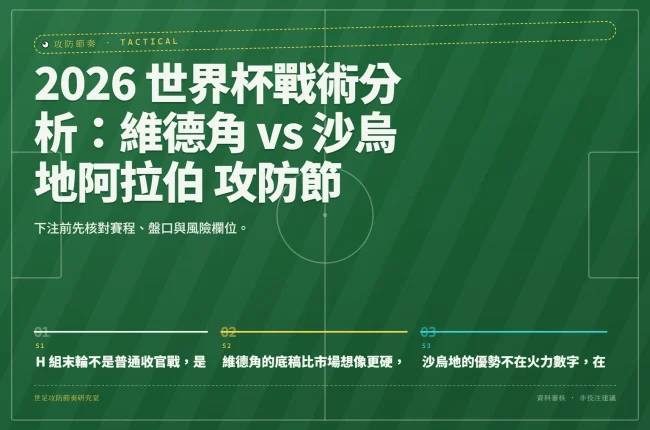 2026 世界杯戰術分析：維德角 vs 沙烏地阿拉伯 攻防節奏、大小球與盤口觀察 資訊圖封面