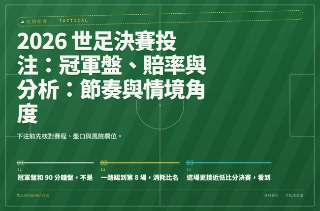 2026 世足決賽投注：冠軍盤、賠率與分析：節奏與情境角度 資訊圖封面