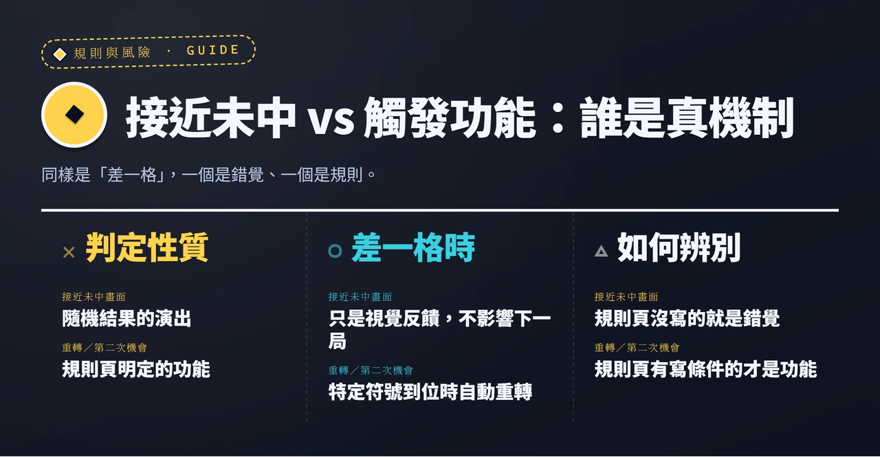 比較接近未中畫面與重轉功能的對照表